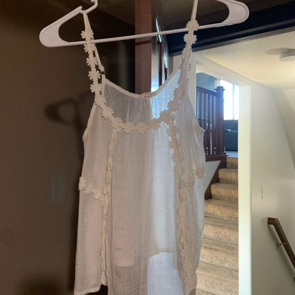 White Flowered Tank